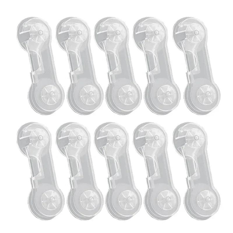 Baby Cabinet Safety Locks 3/5/7-Pack – Adhesive No-Drill Transparent Childproof Drawer & Refrigerator Lock