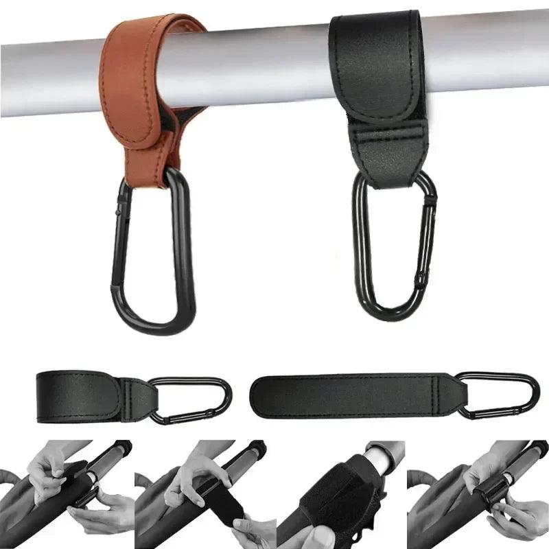 PU Leather 360° Rotating Stroller Hook - Baby Bag Pram Organizer (1 or 2-Pack)