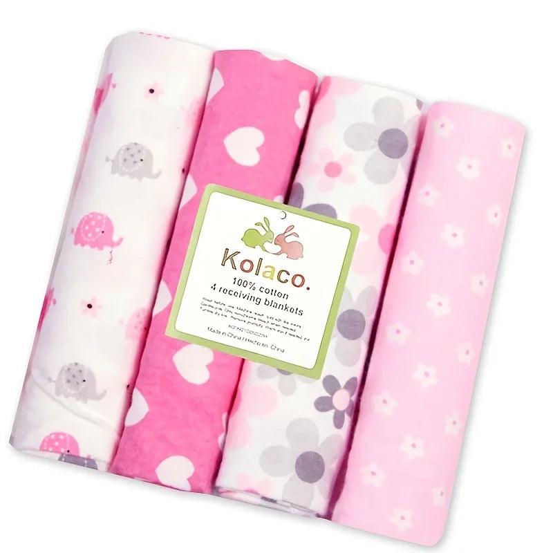 4-Pack 100% Cotton Receiving Baby Blankets 30 x 30 in (76 x 76 cm) Supersoft Newborn Swaddle