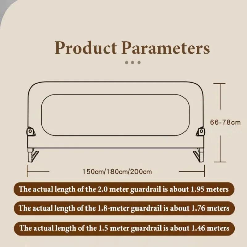 Invisible Collapsible Baby Bed Rail Guard – Foldable Anti-Fall Safety Barrier for Toddlers, Fits 150/180/200/220×70 cm (59/71/79/87×27.6 in)