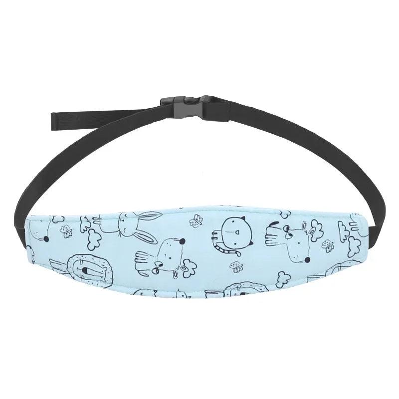 Infant Head Support Pillow for Car Seat & Stroller — Adjustable Belt Fastening Sleep Positioner, Unisex Cartoon Design