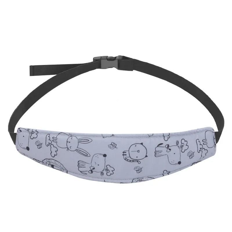 Infant Head Support Pillow for Car Seat & Stroller — Adjustable Belt Fastening Sleep Positioner, Unisex Cartoon Design