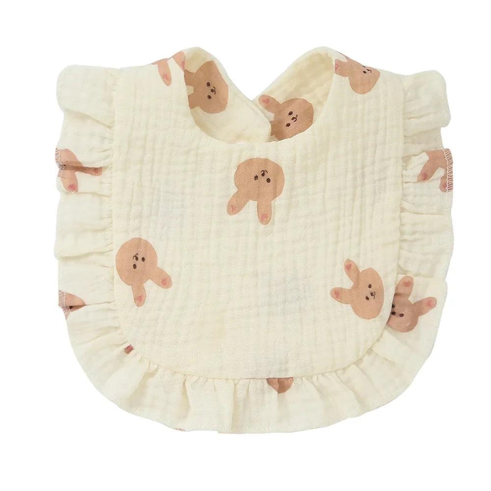Muslin Cotton Baby Bibs & Burp Cloths - Ruffle Bandana Drool Bibs for Newborns