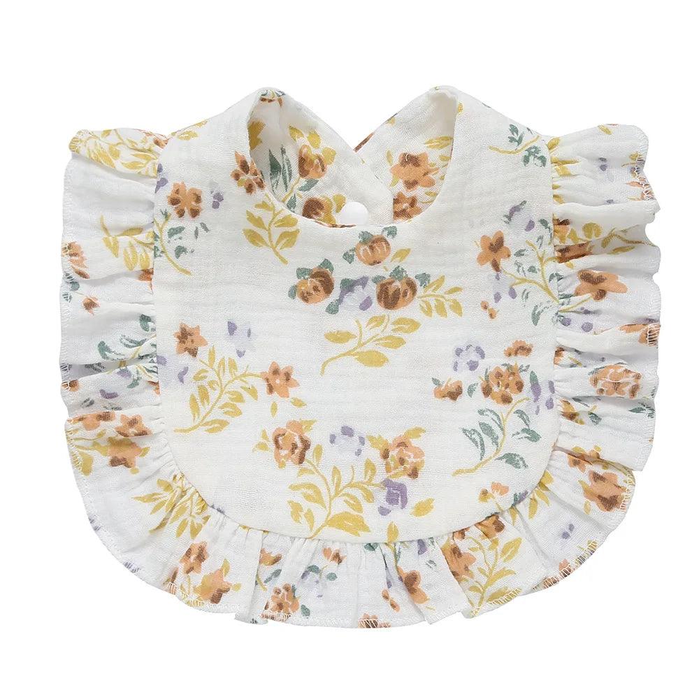 Muslin Cotton Baby Bibs & Burp Cloths - Ruffle Bandana Drool Bibs for Newborns