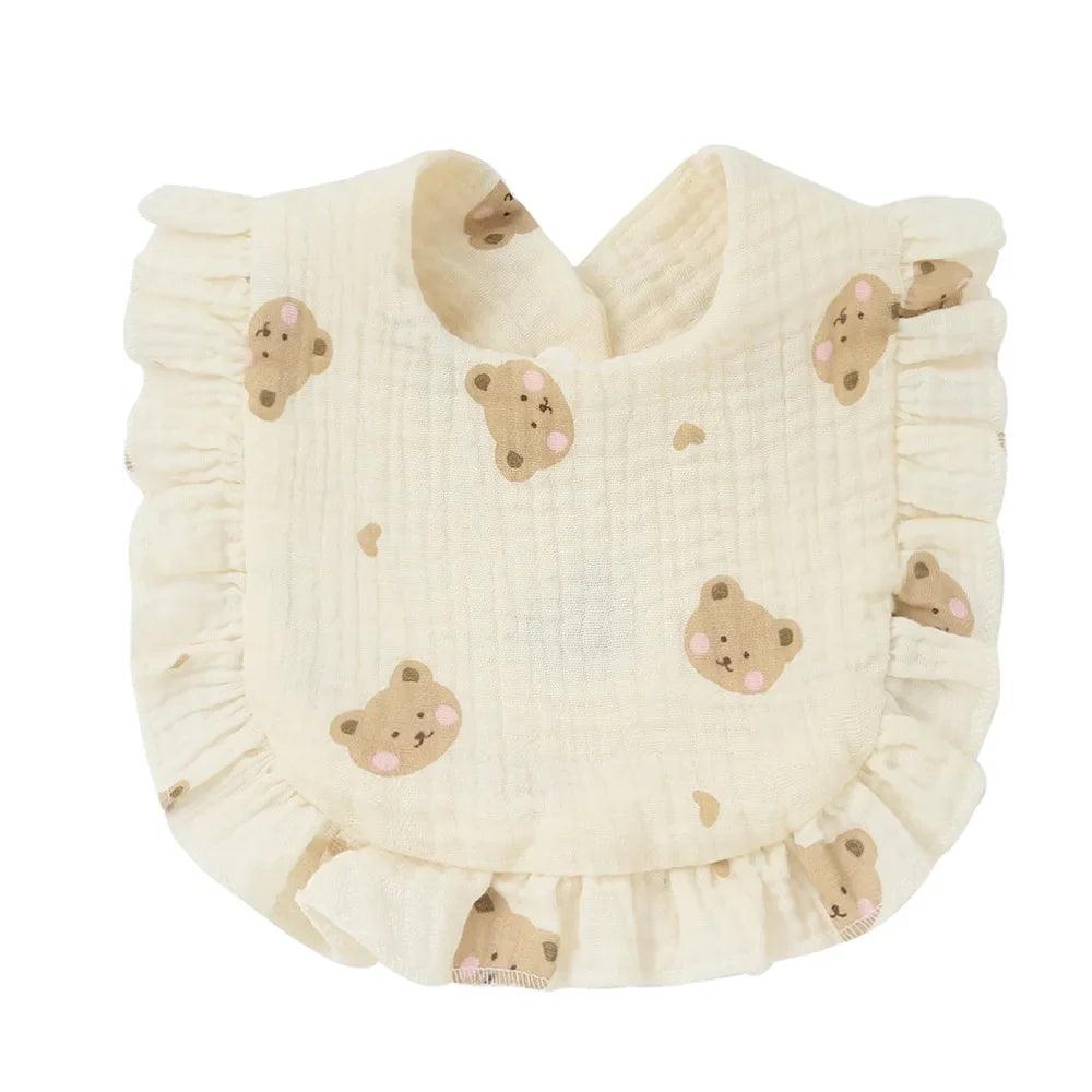 Muslin Cotton Baby Bibs & Burp Cloths - Ruffle Bandana Drool Bibs for Newborns