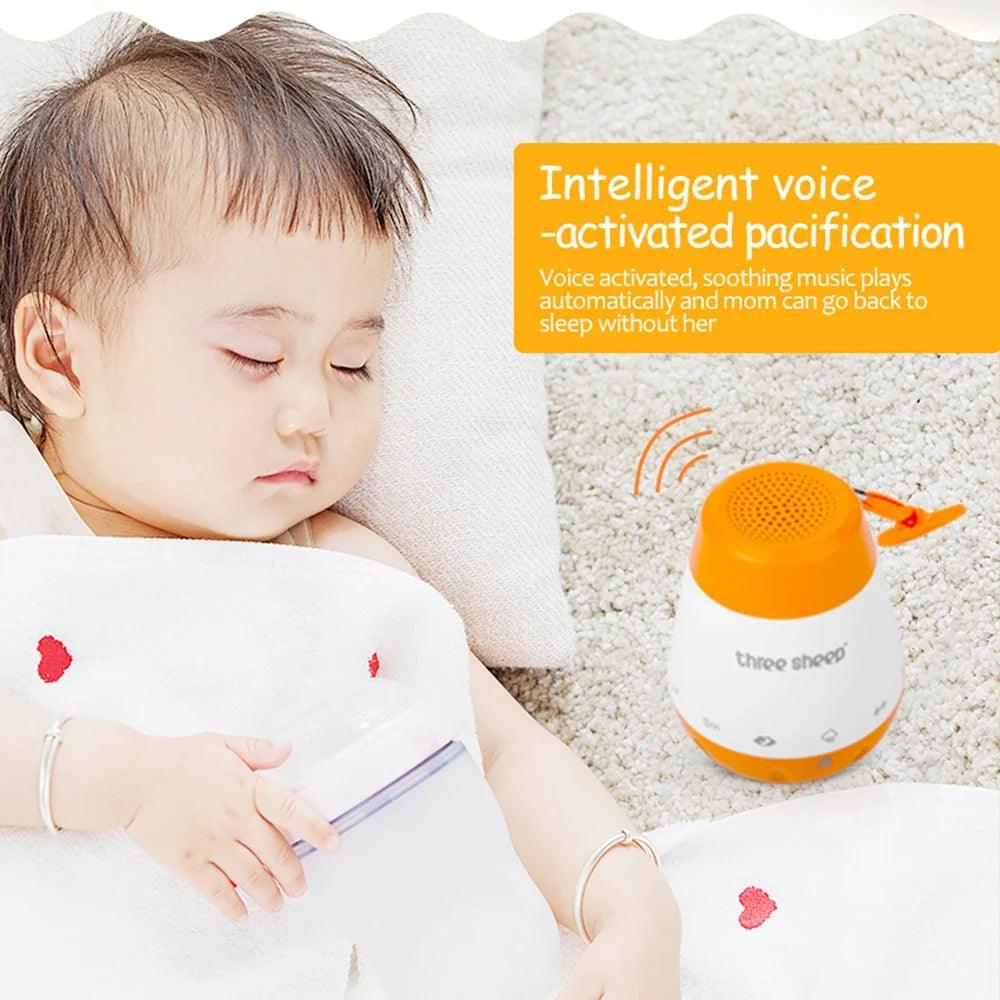 Baby White Noise Machine Voice-Activated Sleep Soother for Infants — 6 Soothing Sounds, Rechargeable & Portable