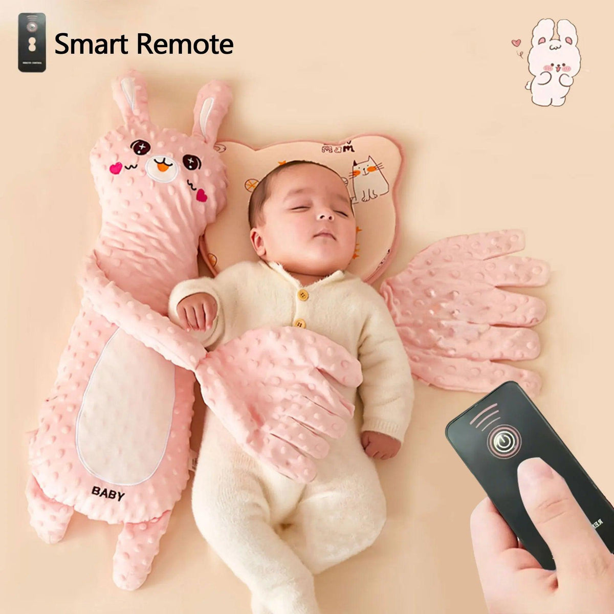 Automatic Palm-Pat Baby Sleep Pillow – Soothing Patting Doll Sleep Aid 64 x 25 cm (25.2 x 9.8 in)
