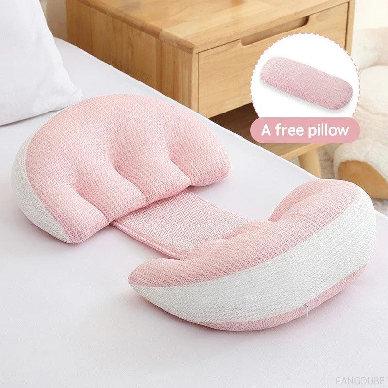 Pregnancy Body Pillow with Free Waist Support Pillow — Cotton-Polyester Maternity Sleeping Pillow, 64–78 × 36 cm (25–30.7 × 14 in)