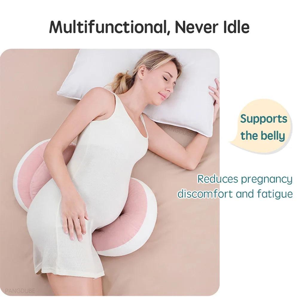 Pregnancy Body Pillow with Free Waist Support Pillow — Cotton-Polyester Maternity Sleeping Pillow, 64–78 × 36 cm (25–30.7 × 14 in)