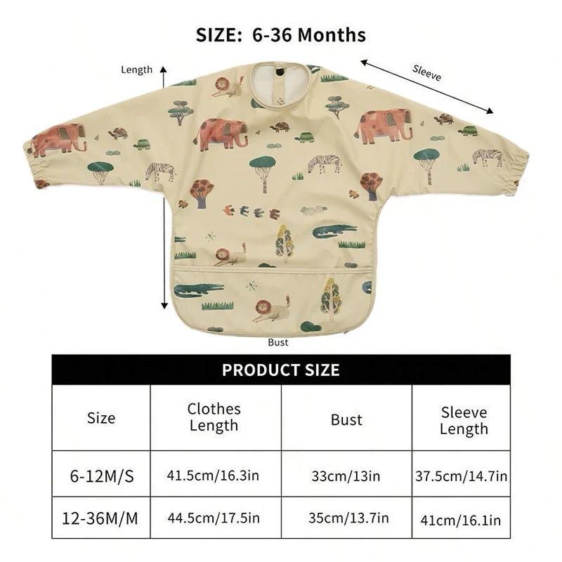 Waterproof Long Sleeve Baby Feeding Bib with Pocket — Toddler Art Smock & Burp Cloth, Unisex (1-3 Years)