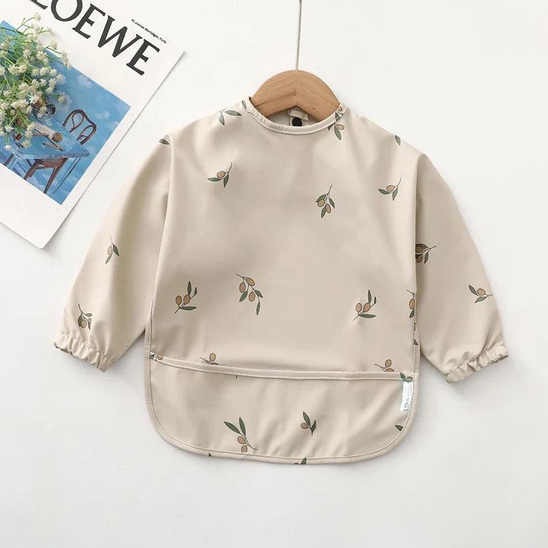 Waterproof Long Sleeve Baby Feeding Bib with Pocket — Toddler Art Smock & Burp Cloth, Unisex (1-3 Years)