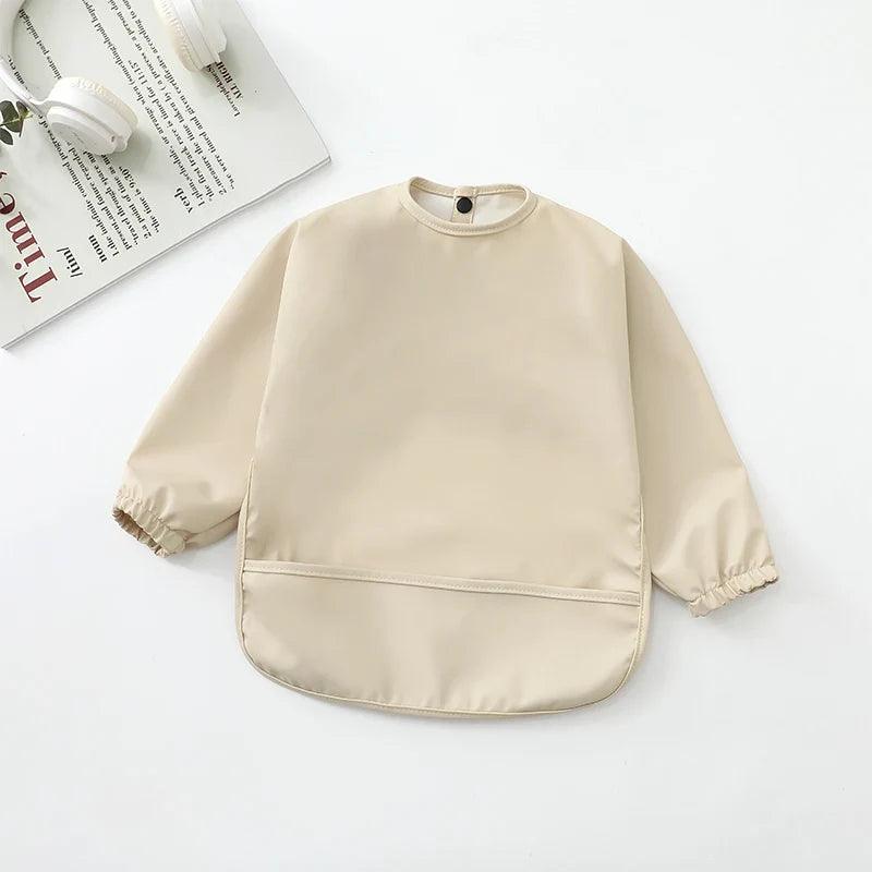 Waterproof Long Sleeve Baby Feeding Bib with Pocket — Toddler Art Smock & Burp Cloth, Unisex (1-3 Years)