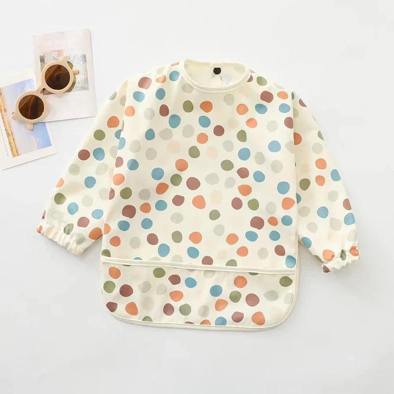 Waterproof Long Sleeve Baby Feeding Bib with Pocket — Toddler Art Smock & Burp Cloth, Unisex (1-3 Years)