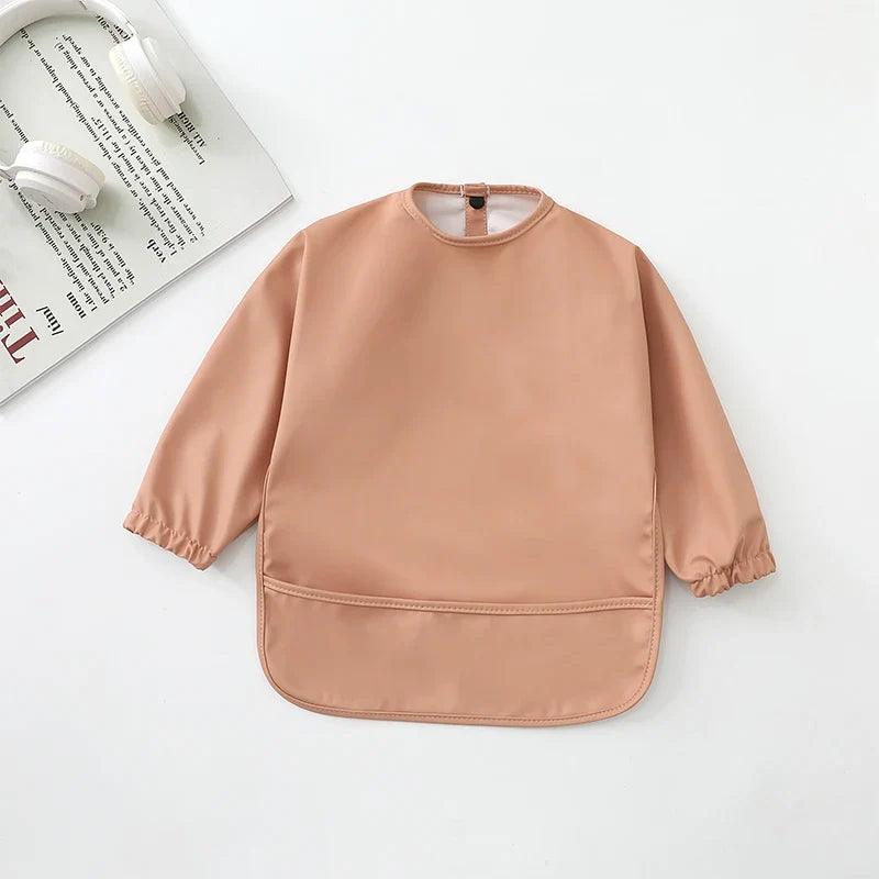 Waterproof Long Sleeve Baby Feeding Bib with Pocket — Toddler Art Smock & Burp Cloth, Unisex (1-3 Years)