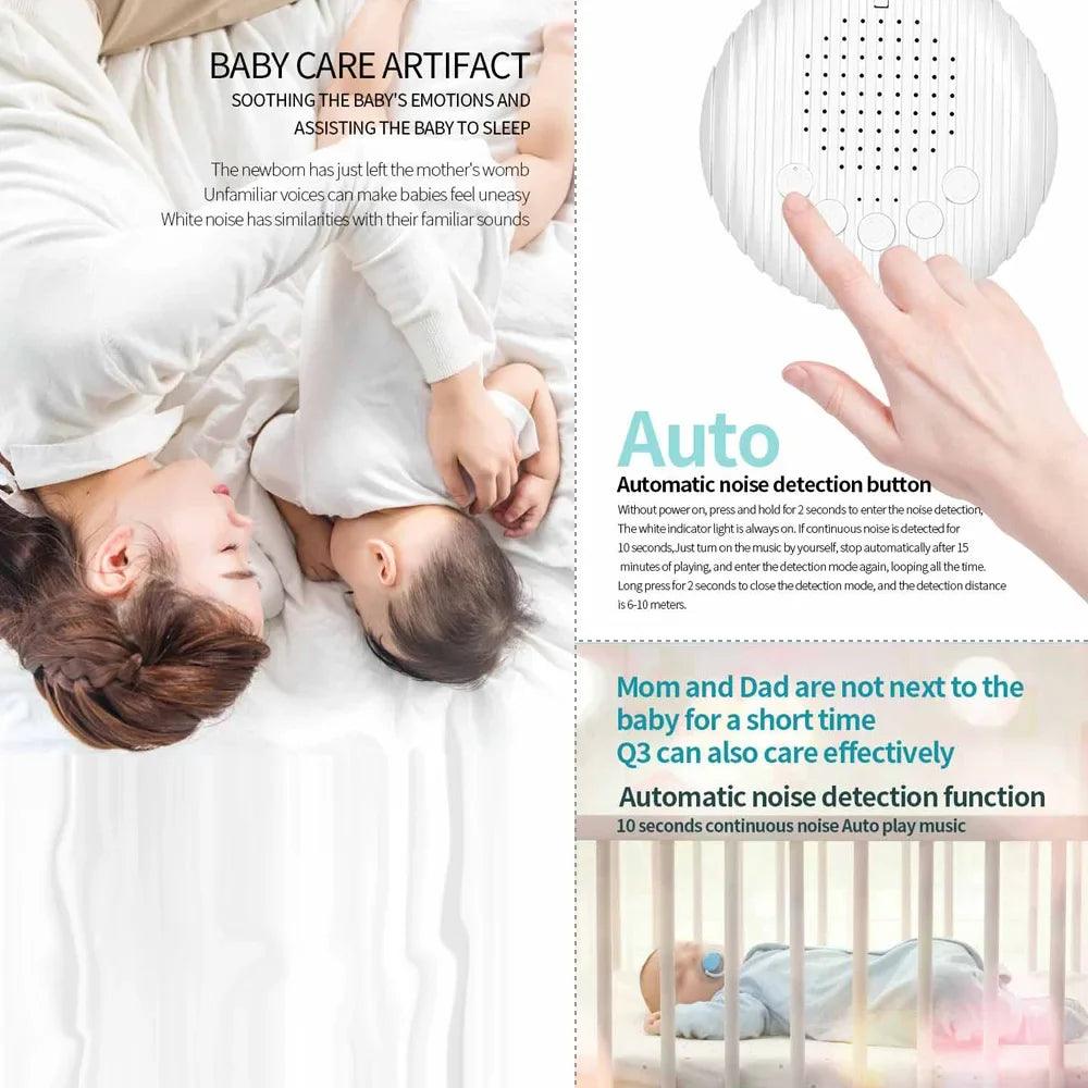 Portable Baby White Noise Machine — 10 Soothing Sounds, USB Rechargeable, Volume Adjustable, with Lanyard