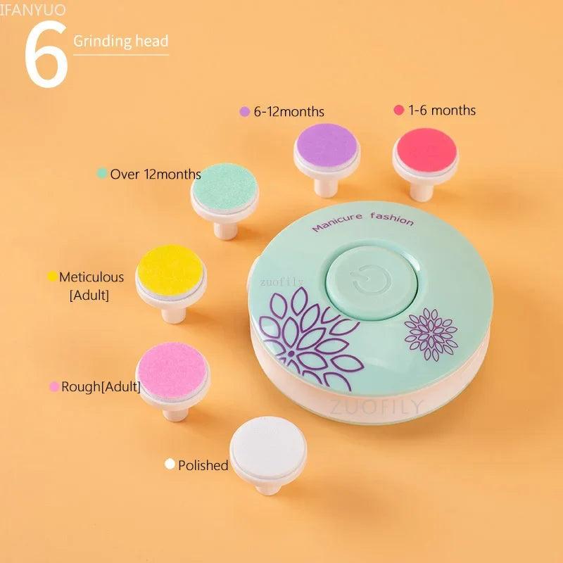 USB Rechargeable Baby Nail Trimmer with 6 Replacement Pads - Electric Infant & Adult Nail Care