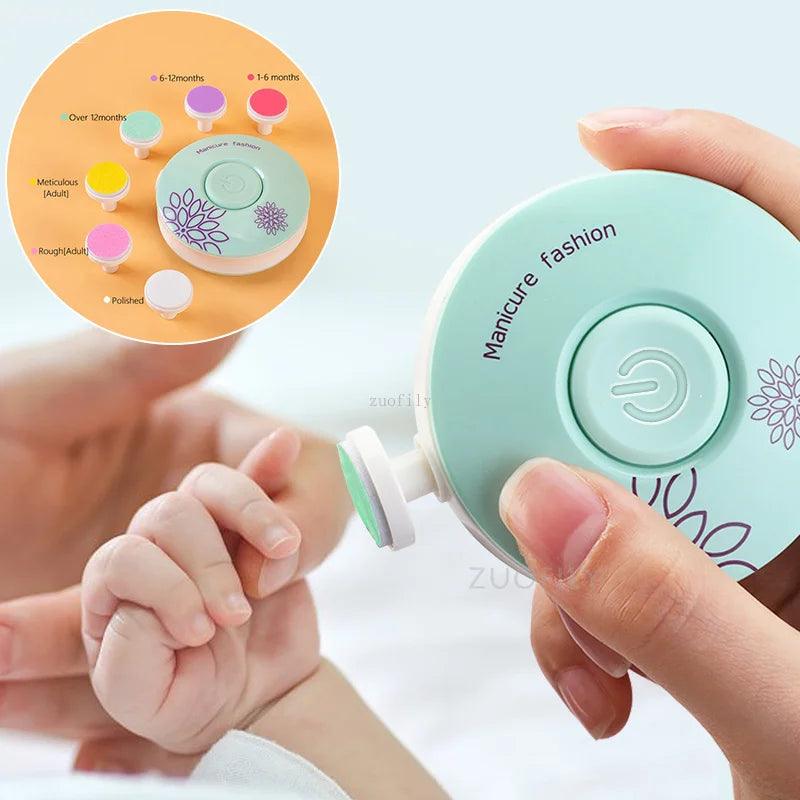 USB Rechargeable Baby Nail Trimmer with 6 Replacement Pads - Electric Infant & Adult Nail Care