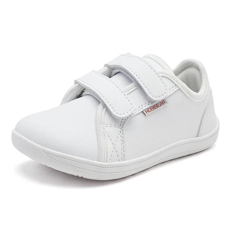Kids Barefoot Shoes – Minimalist Wide-Toe Lightweight Sneakers with Hook & Loop PU Leather Upper