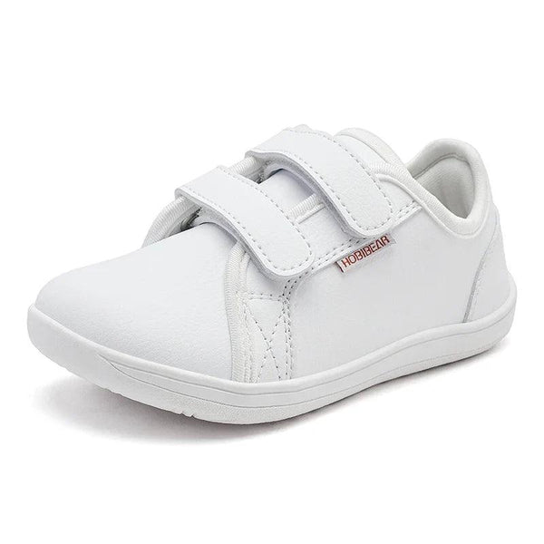 Kids Barefoot Shoes – Minimalist Wide-Toe Lightweight Sneakers with Hook & Loop PU Leather Upper