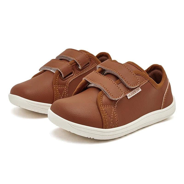 Kids Barefoot Shoes – Minimalist Wide-Toe Lightweight Sneakers with Hook & Loop PU Leather Upper