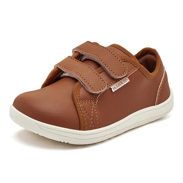 Kids Barefoot Shoes – Minimalist Wide-Toe Lightweight Sneakers with Hook & Loop PU Leather Upper