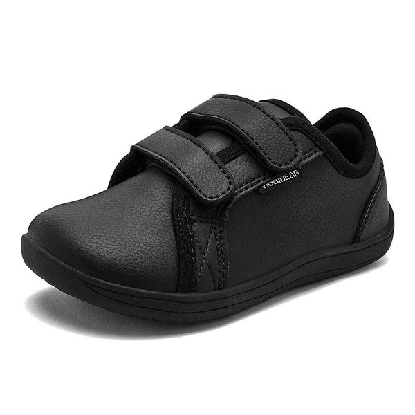 Kids Barefoot Shoes – Minimalist Wide-Toe Lightweight Sneakers with Hook & Loop PU Leather Upper