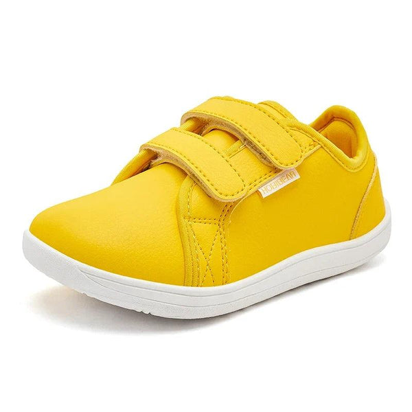 Kids Barefoot Shoes – Minimalist Wide-Toe Lightweight Sneakers with Hook & Loop PU Leather Upper