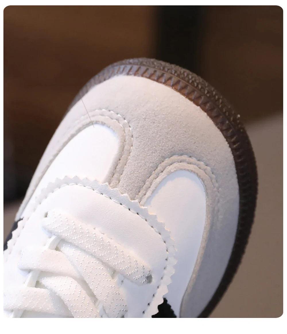 Kids PU Leather Sneakers - Lightweight Slip-On Velcro Soft-Sole, Anti-Slip Unisex Children’s Shoes