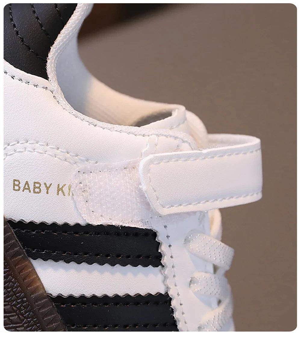 Kids PU Leather Sneakers - Lightweight Slip-On Velcro Soft-Sole, Anti-Slip Unisex Children’s Shoes