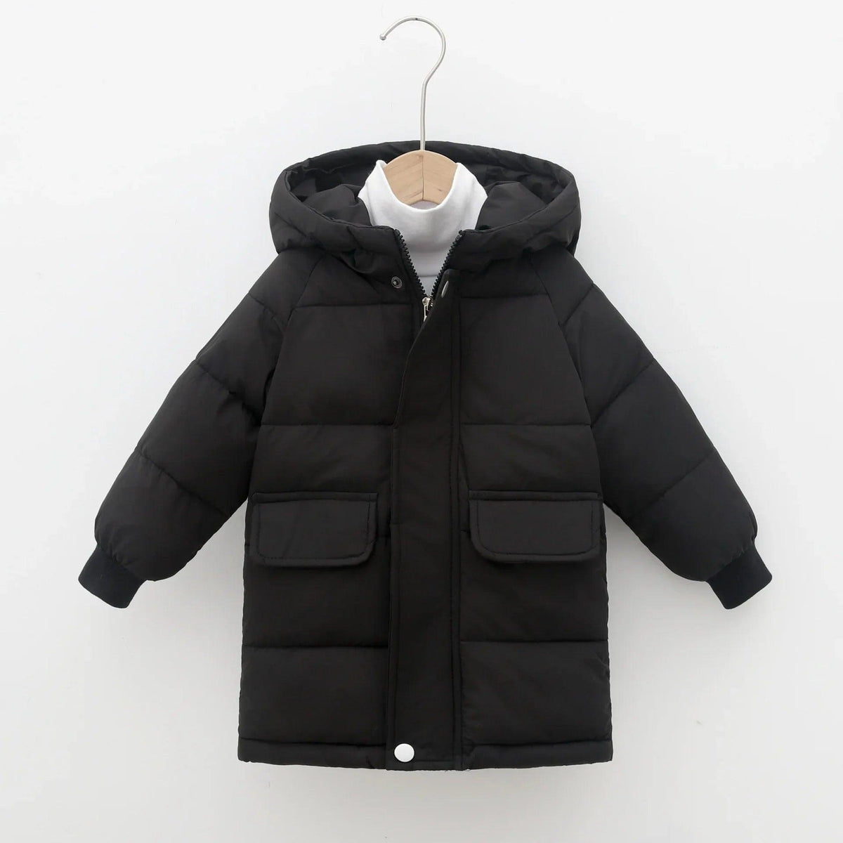 Kids Hooded Long Down Parka Coat - Warm Zippered Winter Jacket for Boys & Girls