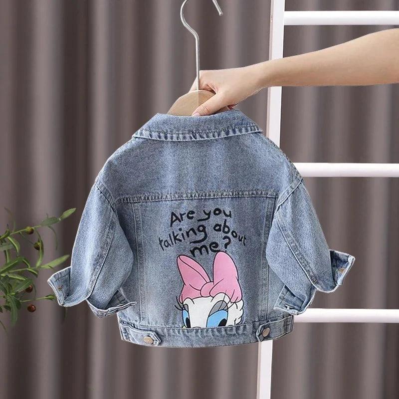 Daisy Cartoon Denim Jacket for Girls — Kids Casual Spring & Autumn Coat (Ages 2–7)