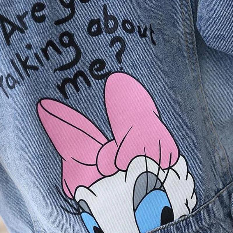 Daisy Cartoon Denim Jacket for Girls — Kids Casual Spring & Autumn Coat (Ages 2–7)