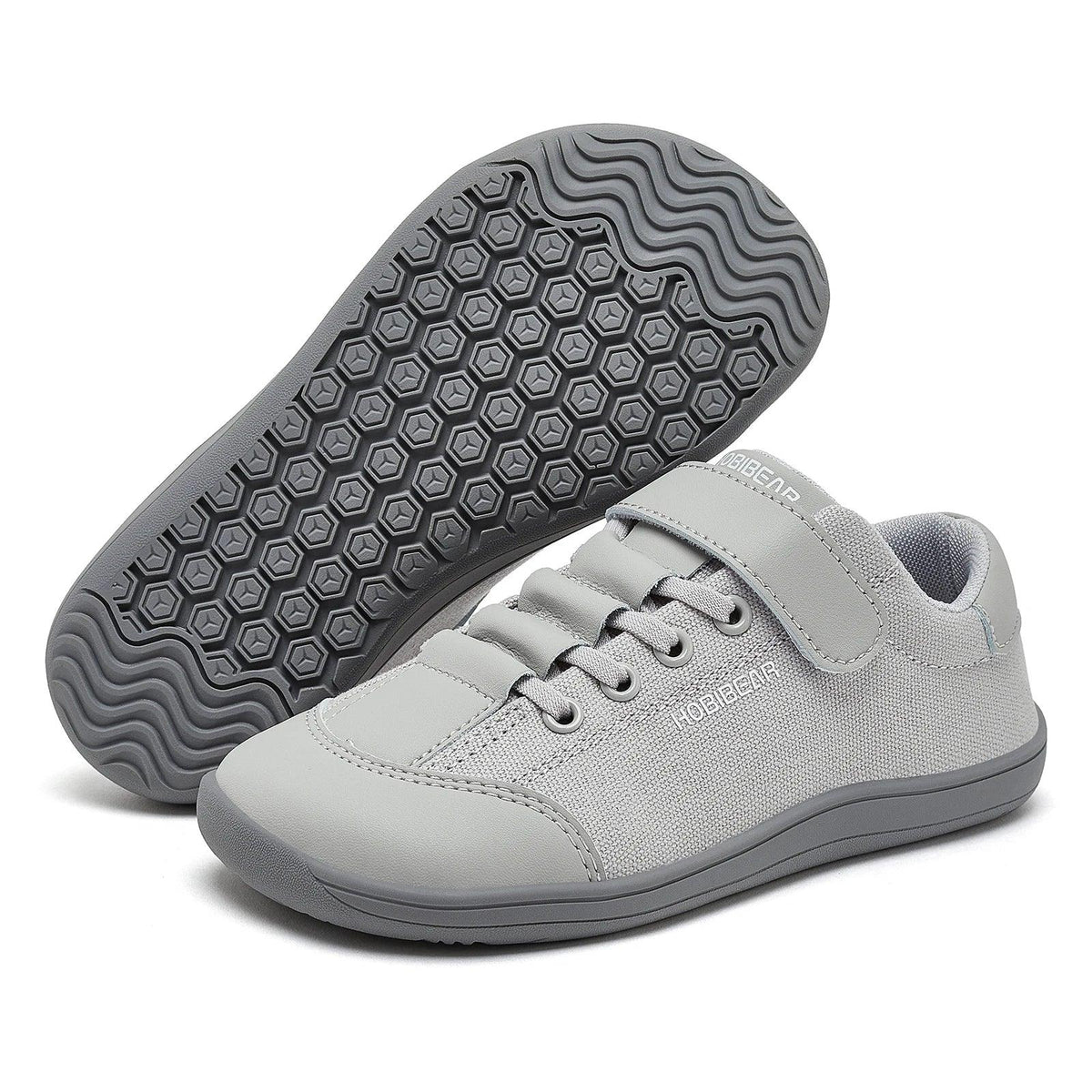 Kids Barefoot Wide Toe Minimalist Sneakers Unisex Lightweight Hook & Loop PU Leather & Textile Shoes