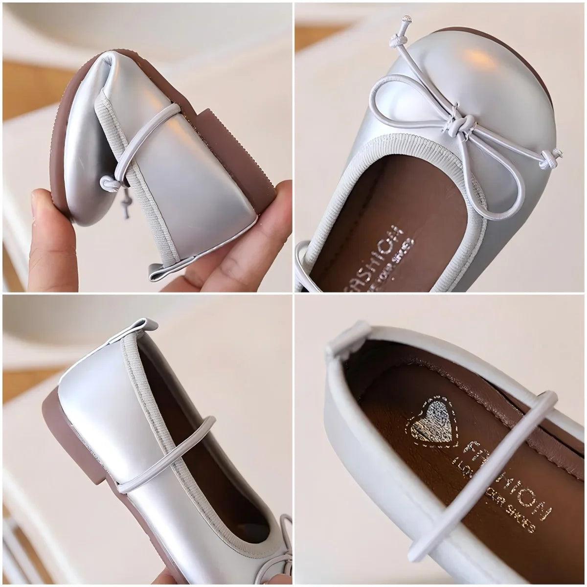 Girls PU Leather Oxfords Soft Toddler and Kids School Flats in Gold and Silver