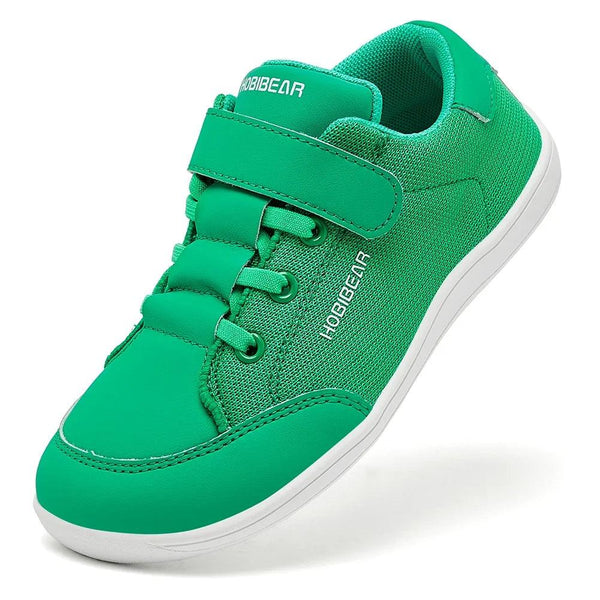 Kids Wide Toe Barefoot Sneakers Minimalist Lightweight Mesh & Faux Leather Hook & Loop Shoes