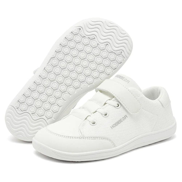 Kids Wide Toe Barefoot Sneakers Minimalist Lightweight Mesh & Faux Leather Hook & Loop Shoes