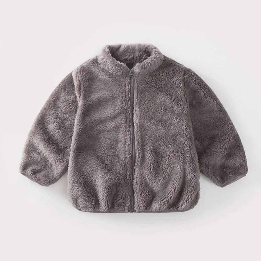 Toddler & Kids Plush Winter Coat – Warm Corduroy Turtleneck Zipper Jacket, Unisex (Ages 1-6 Years)