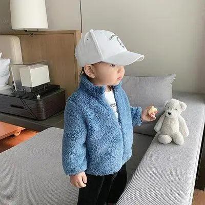 Toddler & Kids Plush Winter Coat – Warm Corduroy Turtleneck Zipper Jacket, Unisex (Ages 1-6 Years)
