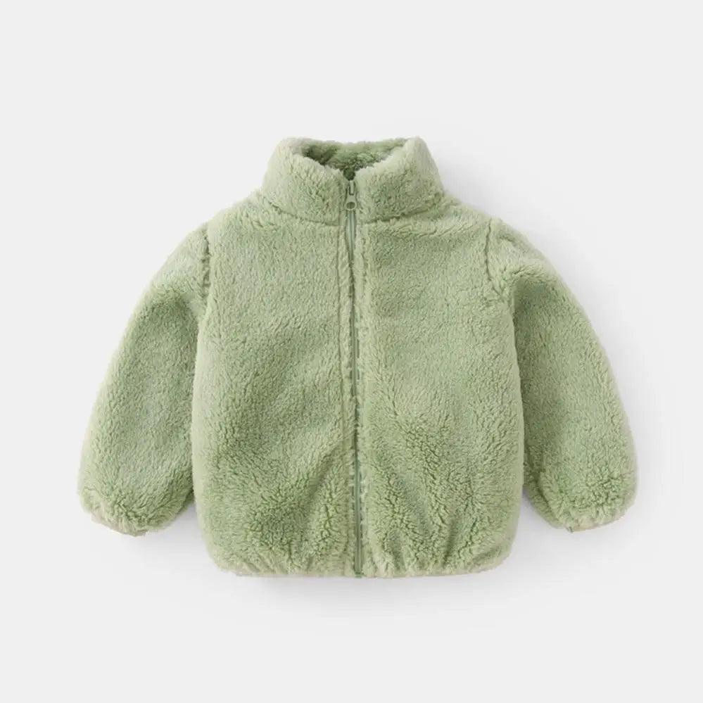 Toddler & Kids Plush Winter Coat – Warm Corduroy Turtleneck Zipper Jacket, Unisex (Ages 1-6 Years)
