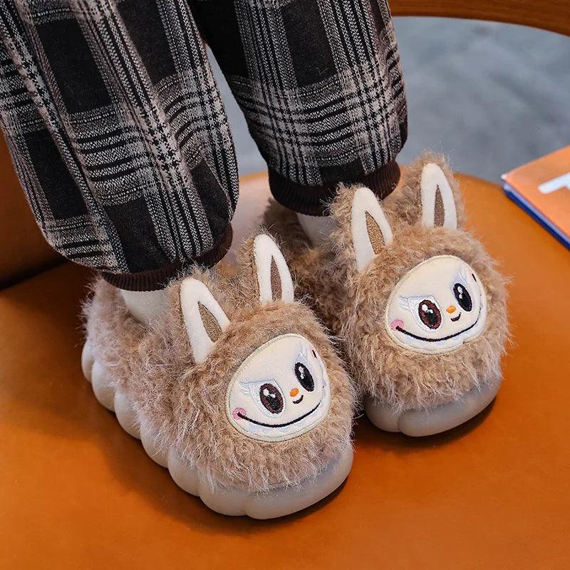Kids Winter Plush Slippers - Warm Faux Fur Cotton Shoes, Anti-Slip Indoor Slippers for Girls & Boys