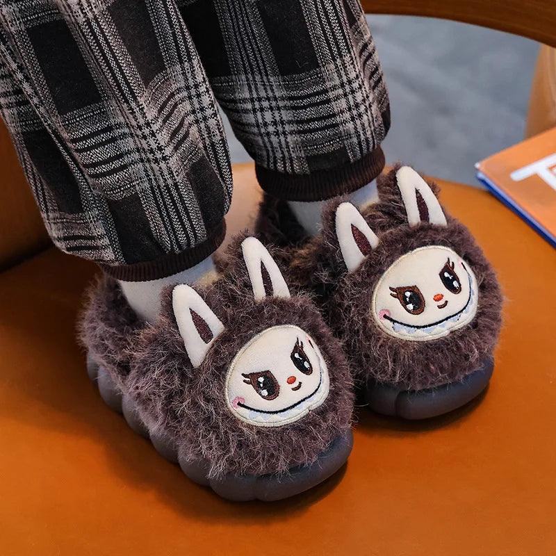 Kids Winter Plush Slippers - Warm Faux Fur Cotton Shoes, Anti-Slip Indoor Slippers for Girls & Boys