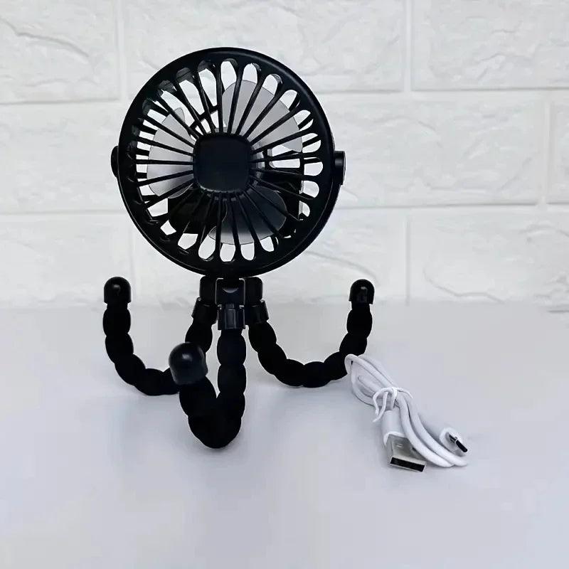 USB Rechargeable Folding Handheld Fan - Portable Silent Mini Fan for Stroller, Desk & Neck