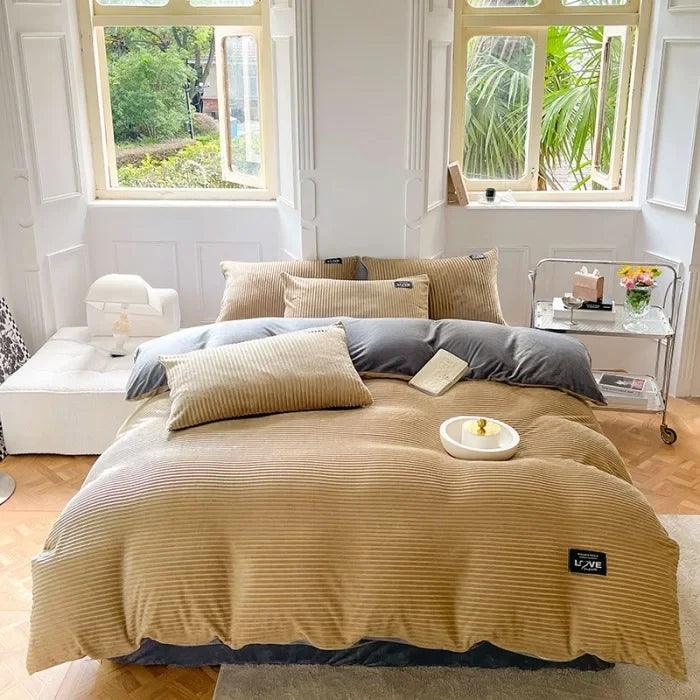 Thick Velvet Duvet Cover Set with 2 Pillowcases - Warm Winter Comforter Cover, Available 150×200 to 220×240 cm (59×79 to 87×94 in)