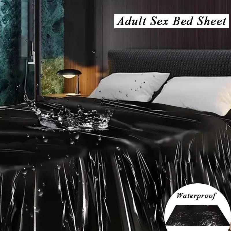 Black Waterproof PVC Bed Sheet – Oil-Resistant Thick Mattress Protector Fits 1.2 / 1.5 / 1.8 / 2.0 m Beds (220×130 / 220×160 / 220×200 cm | 86.6×51.2 / 86.6×63.0 / 86.6×78.7 in)