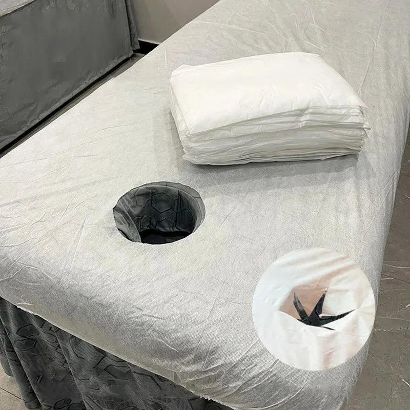 10-Pack Disposable Open-Face Spa Bed Sheets — Breathable Non-Woven Elastic Massage Table Covers for Salon & Spa