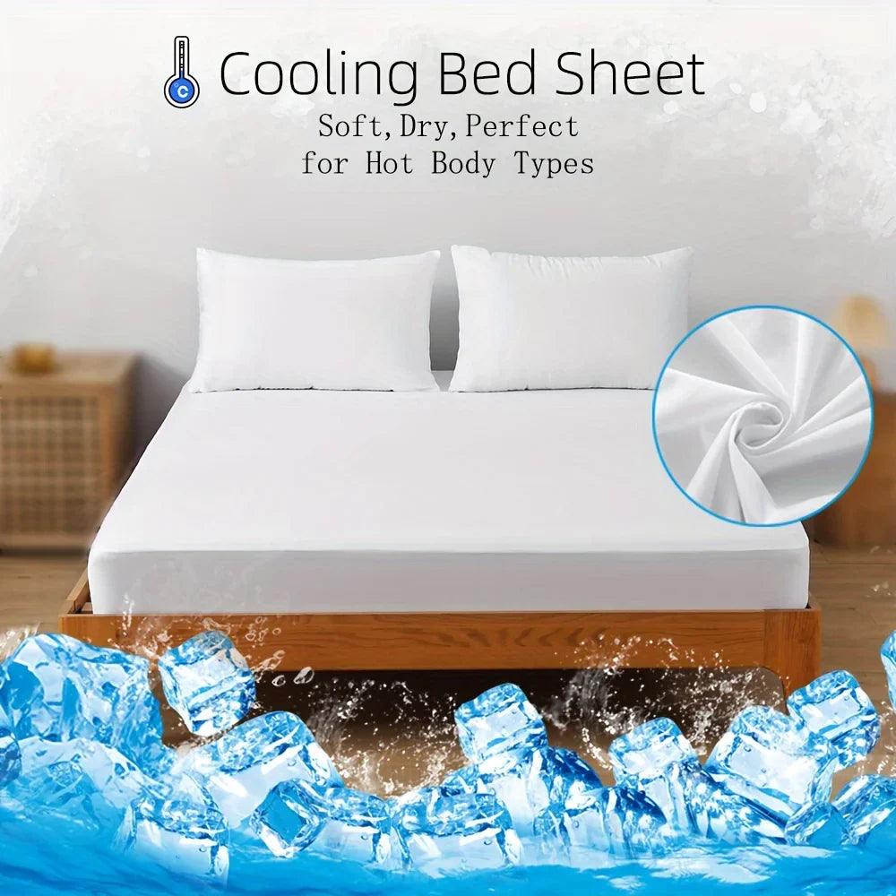 Cooling Fitted Sheet Waterproof Breathable Mattress Cover with 100% Cooling Nylon Top for Hot Sleepers