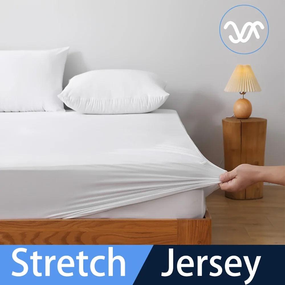 Cooling Fitted Sheet Waterproof Breathable Mattress Cover with 100% Cooling Nylon Top for Hot Sleepers
