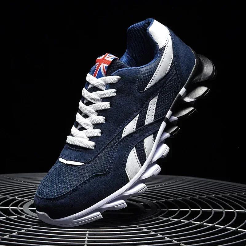 Men's Breathable Running Sneakers, Cushioned Thick Sole, Wear-Resistant Outdoor Fitness Shoes