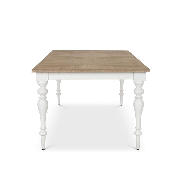 Farmhouse Dining Table with Vintage White Turned Legs