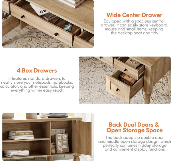 Farmhouse Executive Desk with Storage and Charging Station